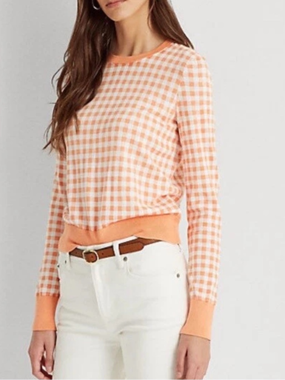 LAUREN Ralph Lauren Gingham Cotton-Modal Sweater!